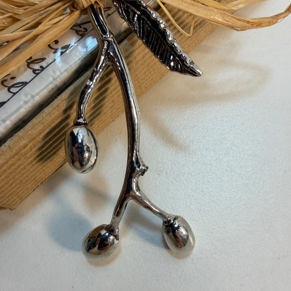 Mud Pie Olive Napkin Set Silver Olive Branch Fork Server Rustic Party Dinner NEW